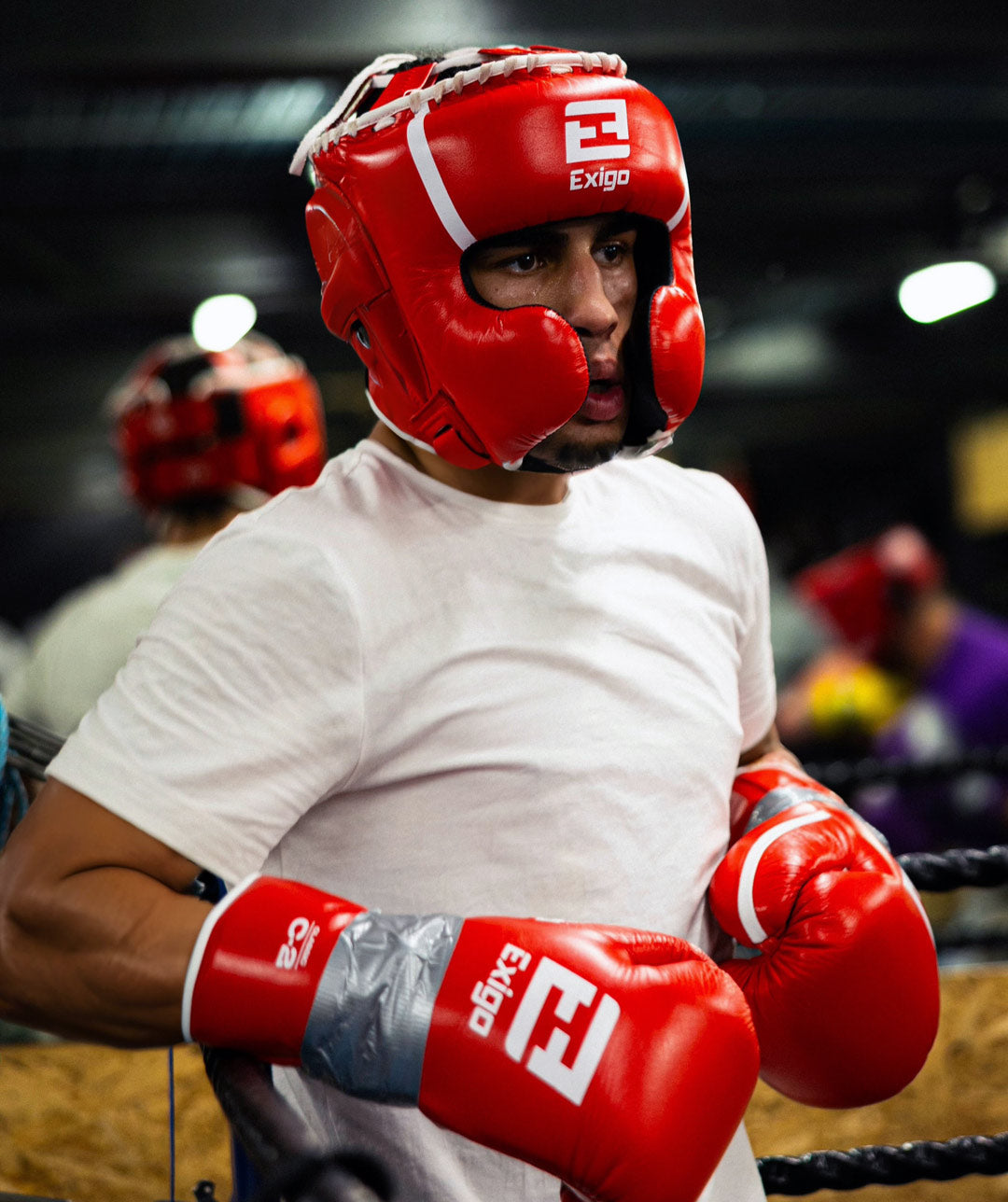 Exigo® C3 Classic Leather Head Guard - Red/White