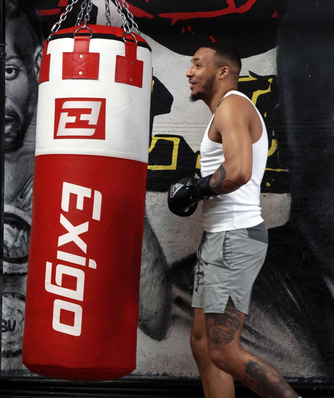 Exigo® Super Pro 4ft 6'' 75kg Immensus Leather Punch Bag - Red/White