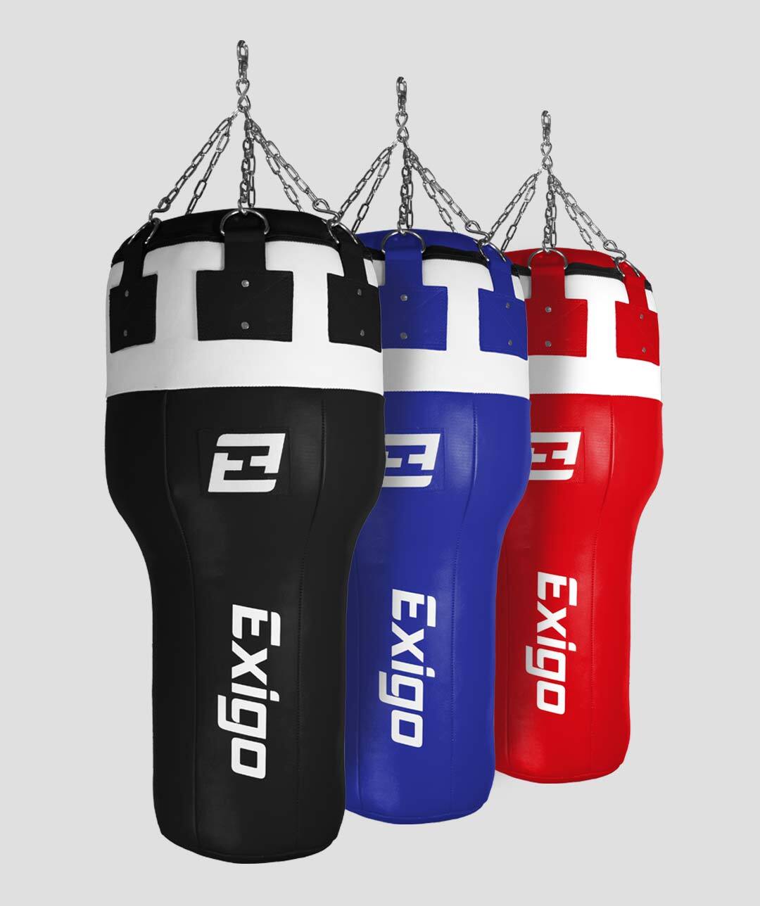 Exigo® Super Pro 3.5ft 40kg Leather Angle Punch Bag - Black/White