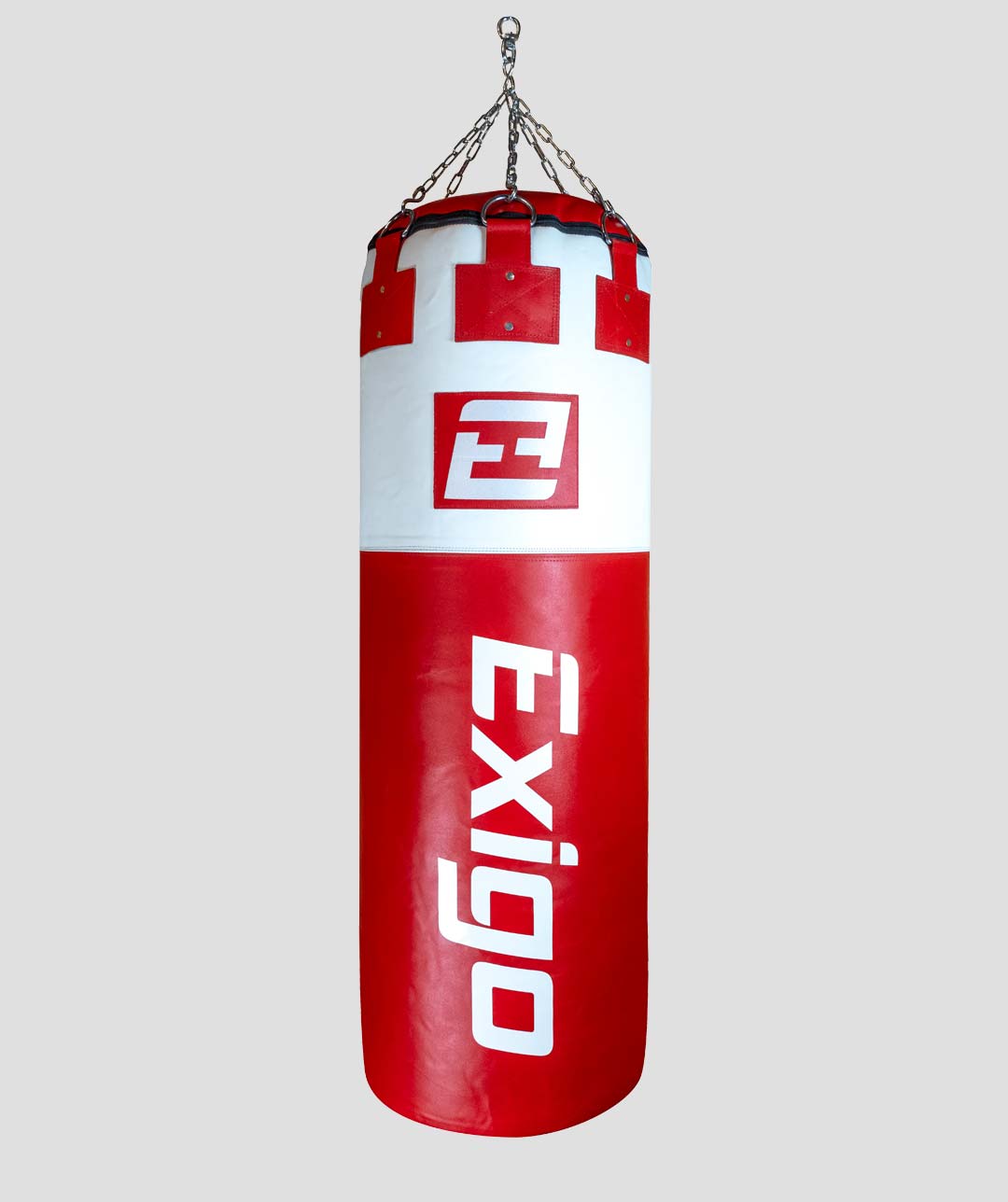 4ft 6'' 75kg Super Pro Immensus Leather Punch Bag - Red/White | Exigo®